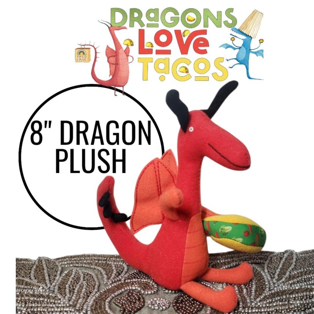 New 8" Dragons Love Tacos Red Dragon Plush Stuffed Animal Plushie Dragon Figure